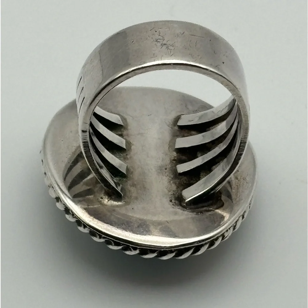 Vintage Native American Shadowbox Turquoise Ring‎ Size 5.5